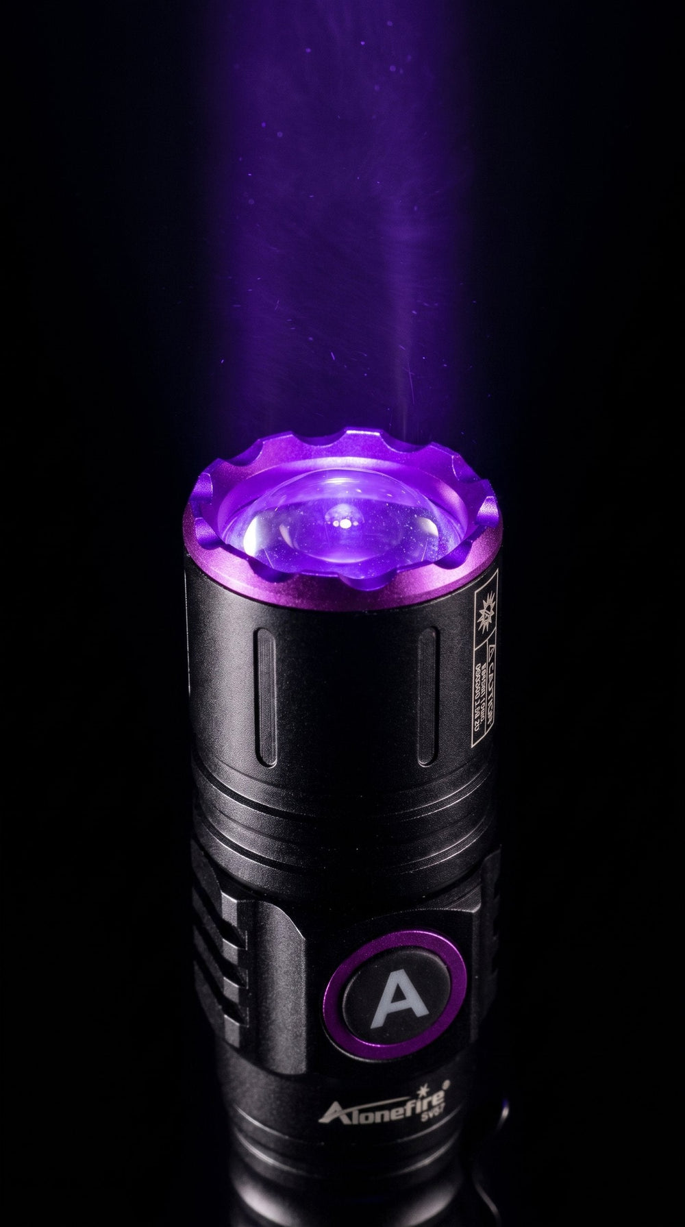 365nm beam, filtered so almost no visible light escapes