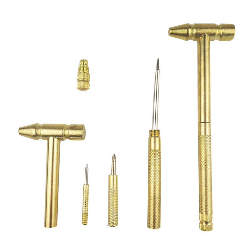 Multifunctional 6 in 1 Brass Hammer