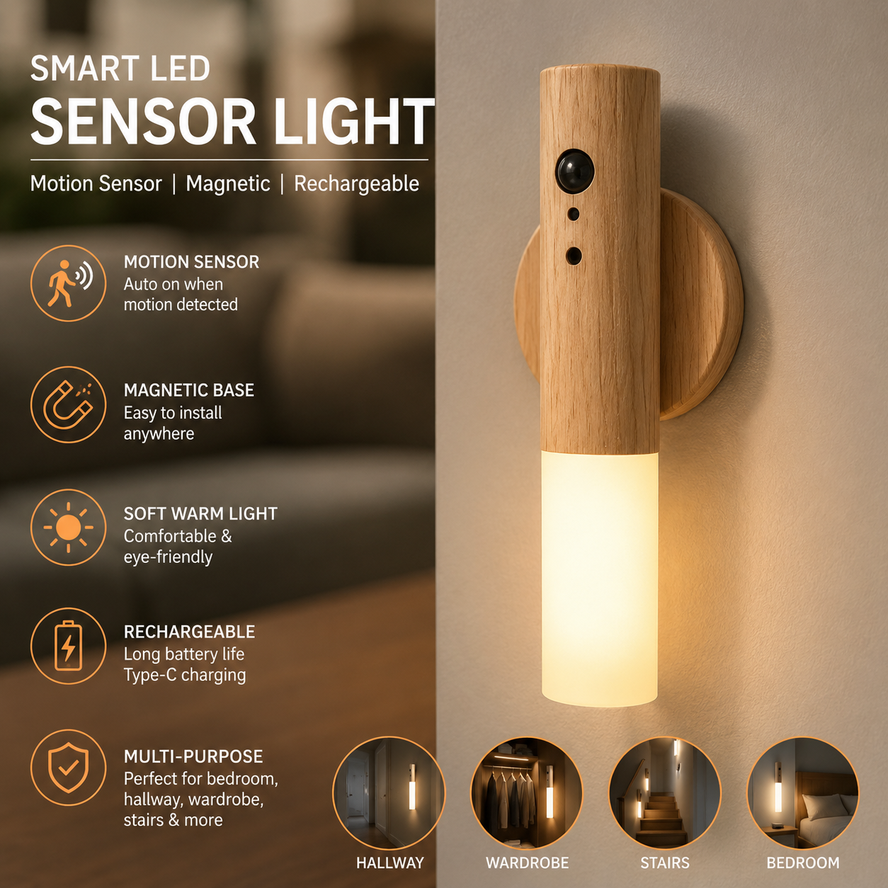 Smart Magnetic LED Sensor Light