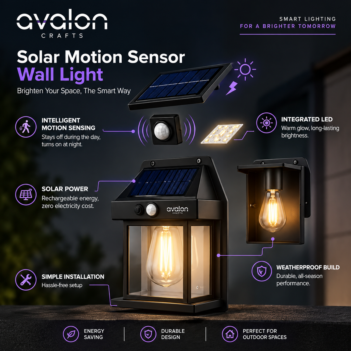 LED Solar Wall Lamp| Zero Electricty Cost