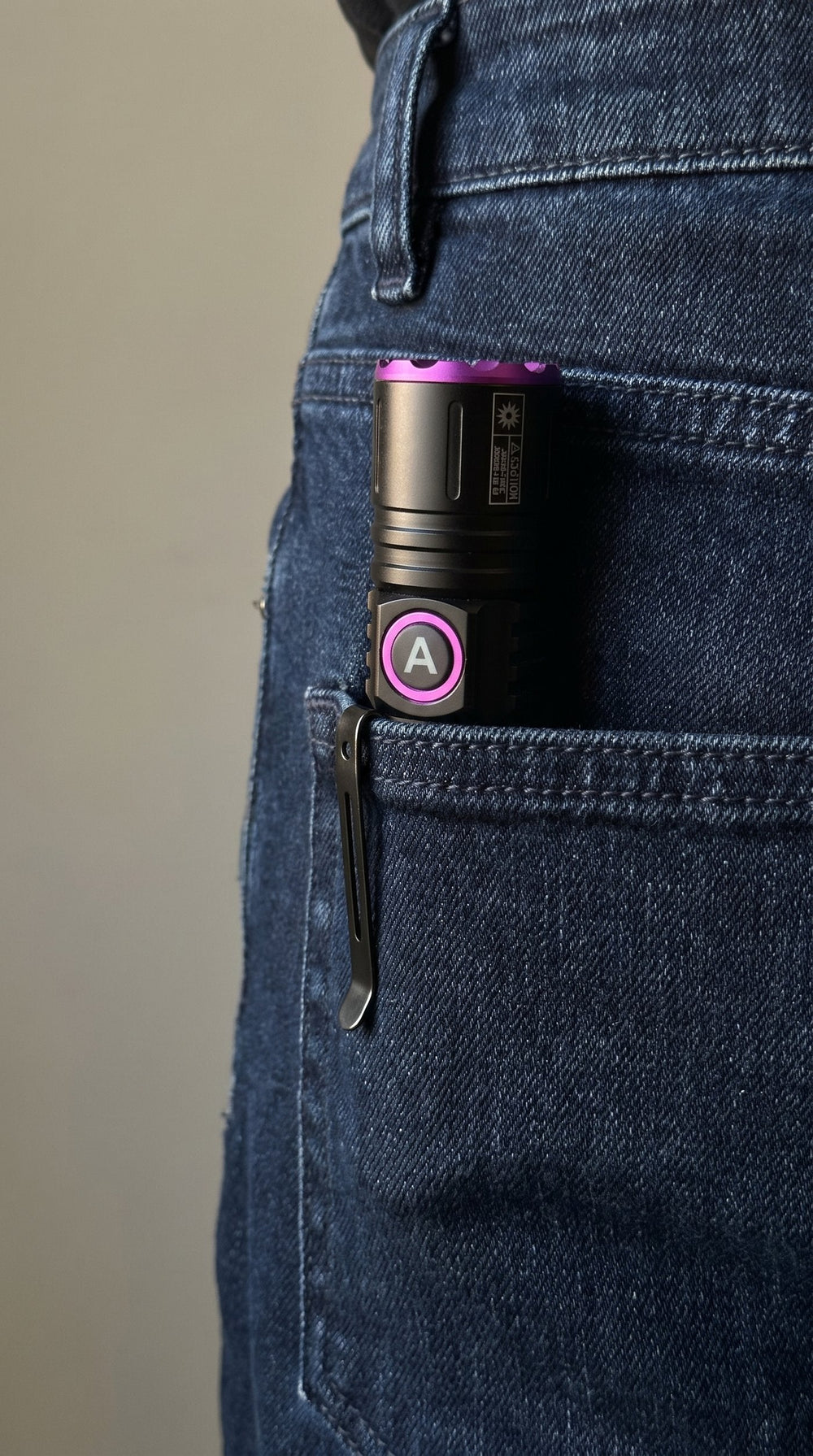 Pocket-sized — clips inside a jeans pocket