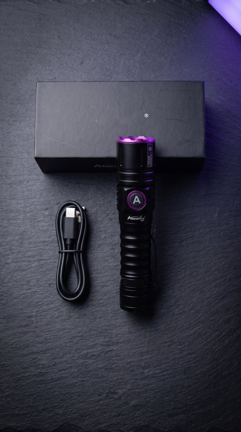 In the box: the light and a USB-C charging cable
